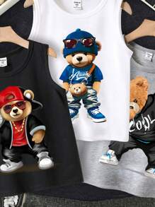 SHEIN Leap Crew Áo ba lỗ cổ tròn đơn giản tối giản cho bé trai tuổi teen, phù hợp cho mùa hè - Nhiều màu - Xem 2