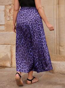 Maija Plus Size 1pc Women's Long Elegant Leopard Print Skirt Leopard Print Cheetah Print Summer Women Vacation Beach Business Casual Woman Going Out Tops Boho Office Outfits Festival Outfits For Rave Hawaii - Purple - View 4