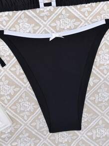 SHEIN 2 sztuki/zestaw Plus Size Women Kontrastowy kolor Zestaw strojów kąpielowych na plażę/basen