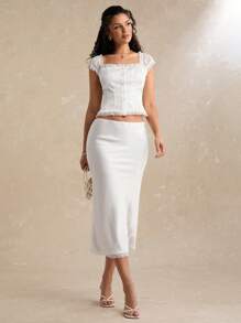 Enchnt 女士蕾丝吊带背心，纯色，简约，夏季时尚