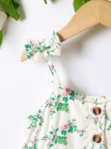 SHEIN Girls Casual Color Block Striped Sling Cake Dress, Summer - Multicolor - View 3