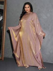 Slaydiva Váy tay Bishop vải ba chiều màu trơn thanh lịch & dự tiệc & tụ họp & hẹn hò & buổi tối dành cho phụ nữ ngoại cỡ, mùa xuân thu - Rượu sâm banh - Xem 6