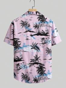 Manfinity RSRT Heren Plant Print Korte Mouw Casual Shirt, Zomer Tropisch Shirt Heren Tropische Shirts Voor Heren Heren Strand Shirts Heren Tropische Shirts Zomer Shirts Voor Heren