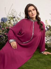 Graceveil Plus Size Arabic Style Loose Fashion Dress - Red Violet - View 6