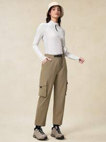 OutZeal Damen Outdoor Hose in Unifarbe, wasserabweisend, dehnbar, Nylon, verjüngt geschnitten, Sporthose für Frühling und Sommer - Khaki - Übersicht 10
