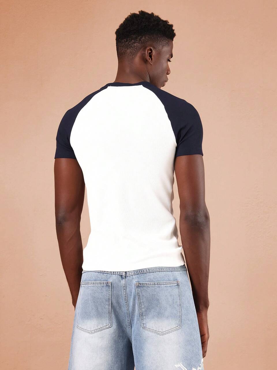 SUMWON Maglietta a girocollo basic, essenziale di moda, aderente, con maniche a raglan, in tessuto lavorato a costine, casual, sportiva, da allenamento, traspirante, adatta all'estate