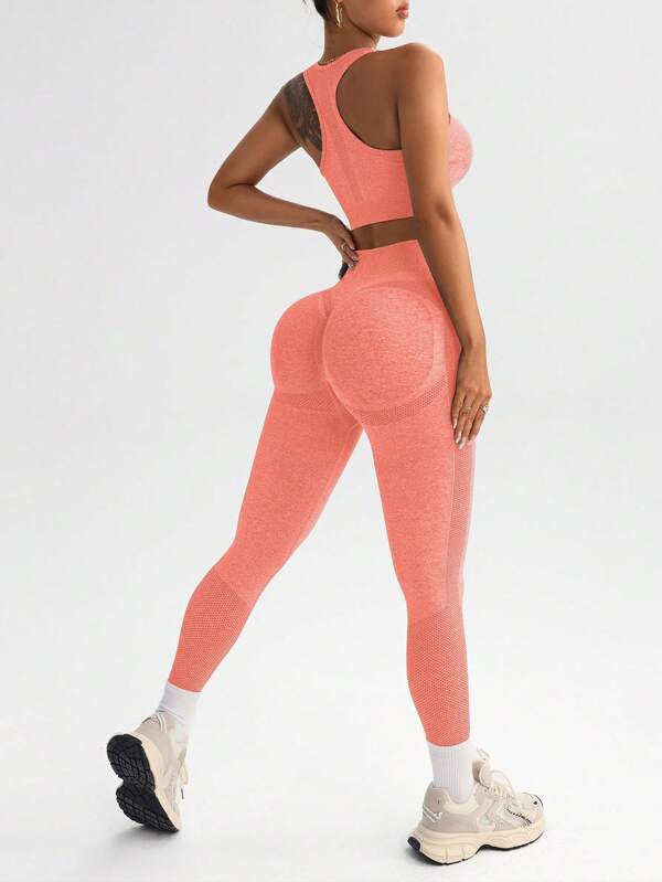 Yoga Basic Conjunto esportivo feminino de camisola e leggings de cor sólida