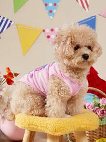 PETSIN 1 件宠物猫/狗复活节蓝色兔子卡通印花舒适透气狗背心，适合所有宠物