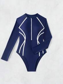 Swim SPRTY 1pc Beach Summer Outfits For Women, Casual Raglan Sleeve Romper Swimsuit