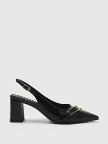 CUCCOO BIZCHIC Nuevos zapatos de vestir para mujer con punta afilada y tacón cuadrado, con lazo, bloqueo de color y decoración de remaches, elegantes y de moda con tacones altos