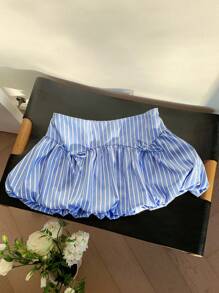 Comfortcana 女士休闲条纹花裙旅行装 - 藍色 - 查看 5