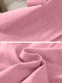 Franclia 3/4 袖翻领西装外套，收腰设计，亚麻面料，商务休闲 - 粉色 - 查看 3