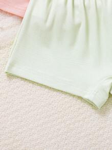 Young Girl Summer New Young Girls Minimalist Fresh Floral Print White Green Pink 3 Colors Suspender Top And Shorts 3pcs Set Clothes For Spring Summer - Multicolor - View 6