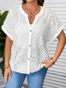 EMERY ROSE Women's Solid Color Casual Textured Vacation Dress - White - View 5