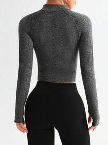 SHEIN Sport Studio Sudadera recortada sin costuras con mangas raglán gris