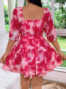 Sunnyshic Tuta in chiffon con stampa floreale digitale, vita elastica, di taglia comode