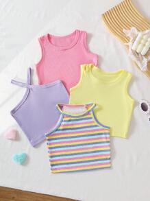 SHEIN 女婴时尚夏季吊带背心多件装 - 彩色 - 查看 1