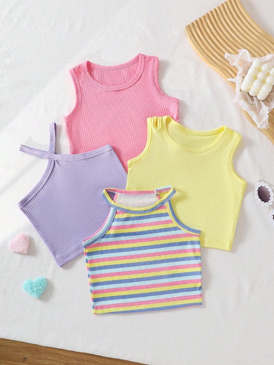 SHEIN 女婴时尚夏季吊带背心多件装 - 彩色 - 查看 1