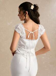 Enchnt 女士蕾丝吊带背心，纯色，简约，夏季时尚