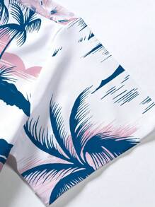 Manfinity RSRT Men's Palm Tree Print Casual Short Sleeve Shirt Tropical Shirt Men Beach Shirt For Men Men Beach Shirts Tropical Shirts For Men Summer Shirts For Men - Multicolor - View 6