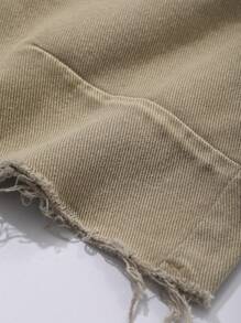 DAZY Women's Frayed Hem Straight Leg Jean Shorts Jorts - Khaki - View 5