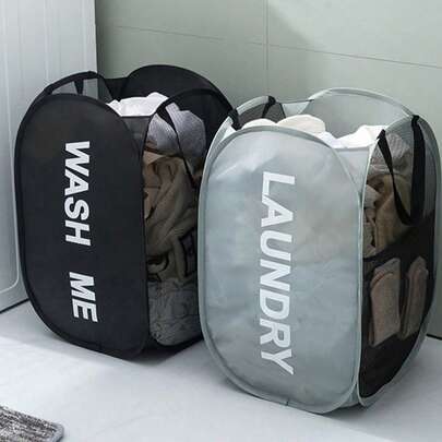 1pc Household Foldable Dirty Clothes Basket, Clothes Storage Basket ,Dirty Clothes Basket Barrel Laundry Basket Bathroom Dirty Clothes Storage Basket New Type Laundry Basket Foldable Popup Net Basket Dirty Clothes Basket With Handlelaundry Hamper,Washing Basketbathroom Organizer,Basket,Storage Basket,Foldable Laundry Basket