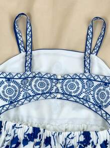 SHEIN Leap Crew Tween Girls' Casual Pattern Sleeveless Comfy Knit Dress - Blue - View 5