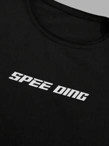 RueChic Men Letter Printed Cargo Pockets Regular T-Shirt Set - Black - View 3