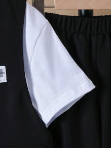 3 件套 Tween Boy 休闲 3D 口袋背心、印花字母 T 恤和裤子套装