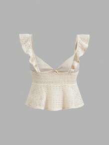 SHEIN MOD 女士杏色衬衫、音乐节、西部女装、露背上衣、可爱夏季上衣、度假女士上衣 - 杏色 - 查看 2