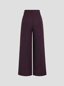 Sweetra Pantalones anchos plisados de mujer con tejido jacquard elegante vintage, para otoño/invierno