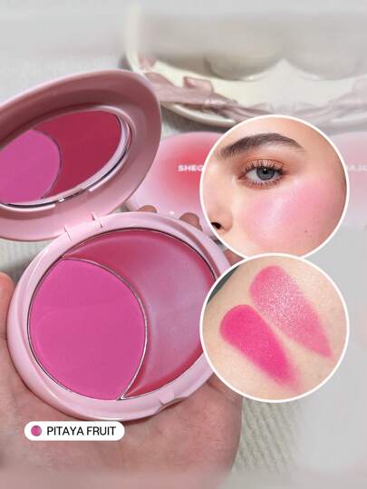 أحمر خدود Cheek 2 Cheek Blush Duo-Pitaya Fruit 5 Shades Cream Powder Blush Double Long-Lasting Pigment Dual-Use Natural Pigment Non-Dose Blendable Face Makeup حمره علامة تجارية جمال مكياج مستحضرات تجميل للنساء الفتيات مثالي لفصل الخريف الشتاء مثالي ل- Y2K أزياء أنيقة هدية حفلة جاهز أفضل لون