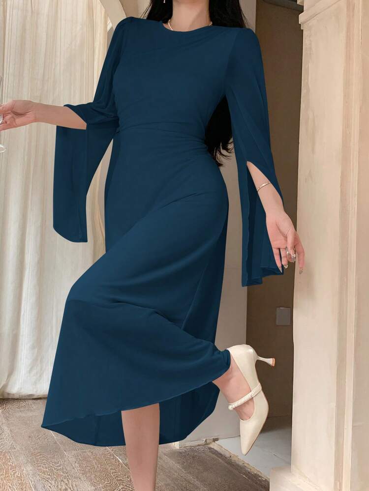 Women's Spring/Summer Elegant Slit Long Sleeve Dress, Suitable For Valentine's Day Party Prom Dress Elegant Maxi Dress