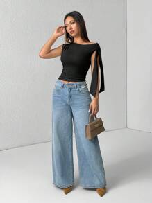 SHEIN PETITE Casual Solid Color Halter Neck Tie Up Cami Top For Summer - Black - View 5