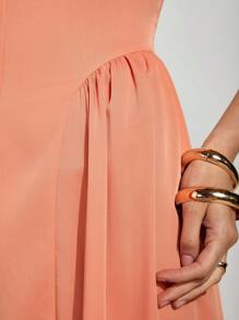 COSMINA Đầm dài hở vai không tay màu cam thanh lịch cho nữ - trái cam - Xem 7
