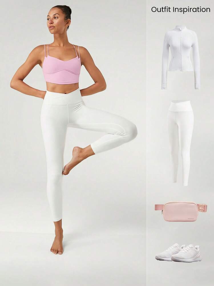 Soutien-gorge FeatherFit™ à encolure en cœur et dos croisé, avec sangles ultra fines, coupe amovible sans couture, bas impact, pour le yoga et le quotidien