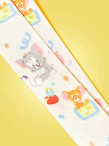 TOM & JERRY X SHEIN 白色快乐奶酪日口号和卡通图案挂绳卡夹 - 白色 - 查看 4