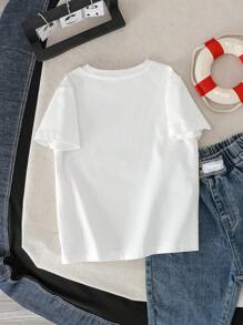 HARRY POTTER X SHEIN Young Boy Casual Figure Graphic Short Sleeve Round Neck T-Shirt, Suitable For Summer - White - View 2