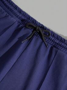 RueChic Men Patched Front With Special Fabric Regular Pants - Navy Blue - View 4