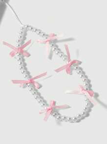 ROMWE Kawaii 1pc Elegant Pink Bow Design Phone Case, Compatible With IPhone 11 12 13 14 15 Pro Max - Multicolor - View 3