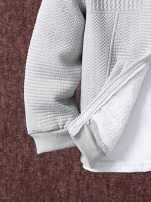 SHEIN Genkimix Kids Young Boy Dinosaur Embroidery Thermal Lined Hooded Jacket & Sweatpants Without Tee Chic Outfits For Autumn/Winter - Grey - View 5