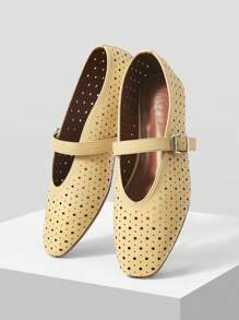 MOTF PREMIUM POINTELLE SQUARE TOE FLATS - Yellow - View 4