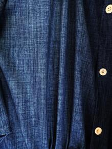 EMERY ROSE 2pcs Fashion Casual Retro Pleated Ruffle Flute Sleeve Set - Navy Blue - View 8