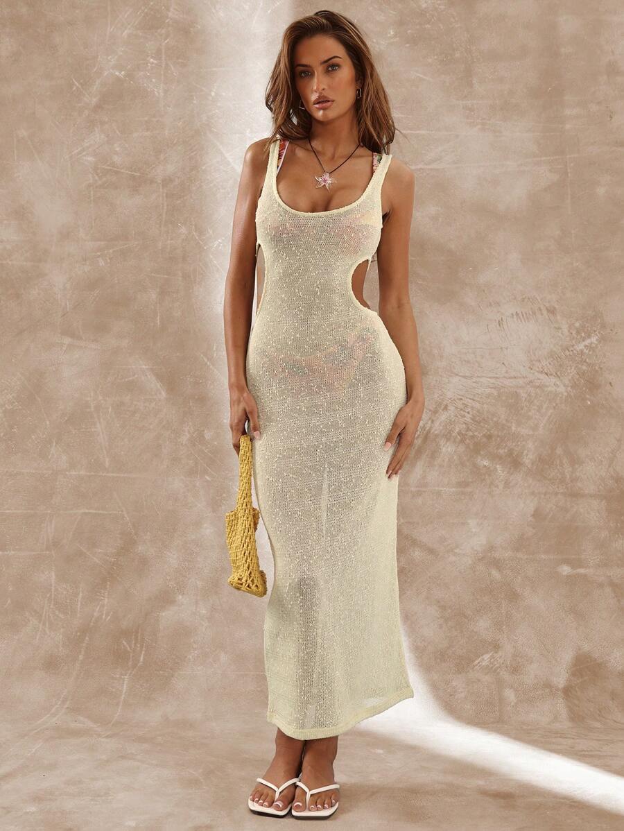 Musera Resort 勺形前开襟侧开衩长裙波西米亚风伊比沙岛可爱性感度假夏季海滩泳装罩衫