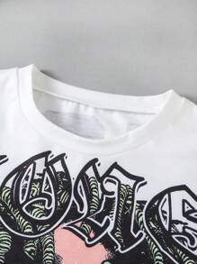 SHEIN Explorewe Young Boy Casual Round Neck Short Sleeve T-Shirt, Simple And Fashionable, Suitable For Summer,Holiday,Summer,Travel - White - View 3