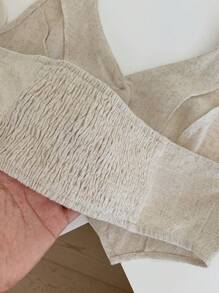 Comfortcana New Apricot Linen Halter Vest Suit Set, Spring Summer In Fall/Winter - Apricot - View 5