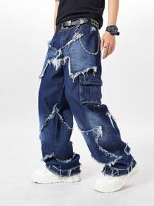 Manfinity Hypemode Men's Simple Fashion Denim Long Pants, Suitable For Summer - Dark Wash - View 6