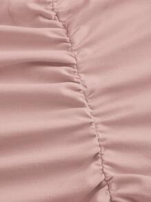 SHEIN EZwear 女式纯色无袖不对称领口褶皱超长鱼尾连衣裙 - 藕粉色 - 查看 4