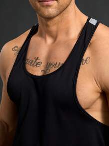 Manfinity Sport Corelite Camiseta sin mangas deportiva con estampado de letras para hombre - Negro - Ver 7