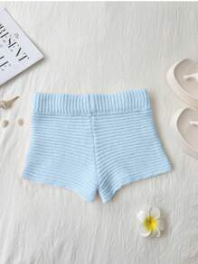 Elamini Starfish Pattern Knitted Pink Shorts - Baby Blue - View 2